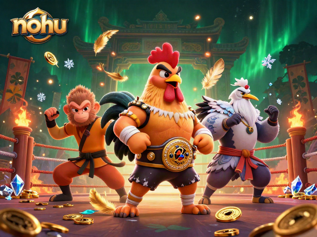Nohu captures the thrill of betting with unique characters in a vibrant, energetic casino scene.