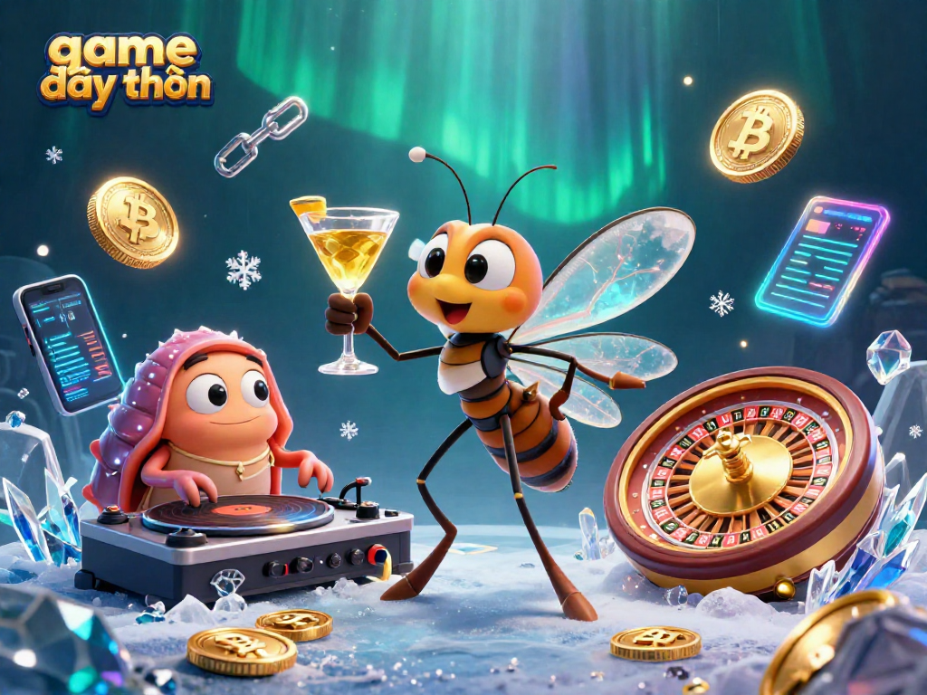 Experience the game đổi thưởng with a lively casino scene featuring a unique mascot and DJ.