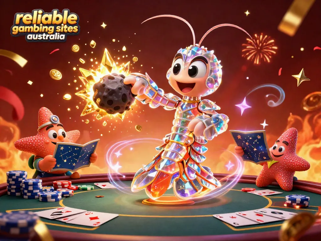 Engage with reliable gambling sites Australia featuring vibrant casino elements in a 3D cartoon scene.