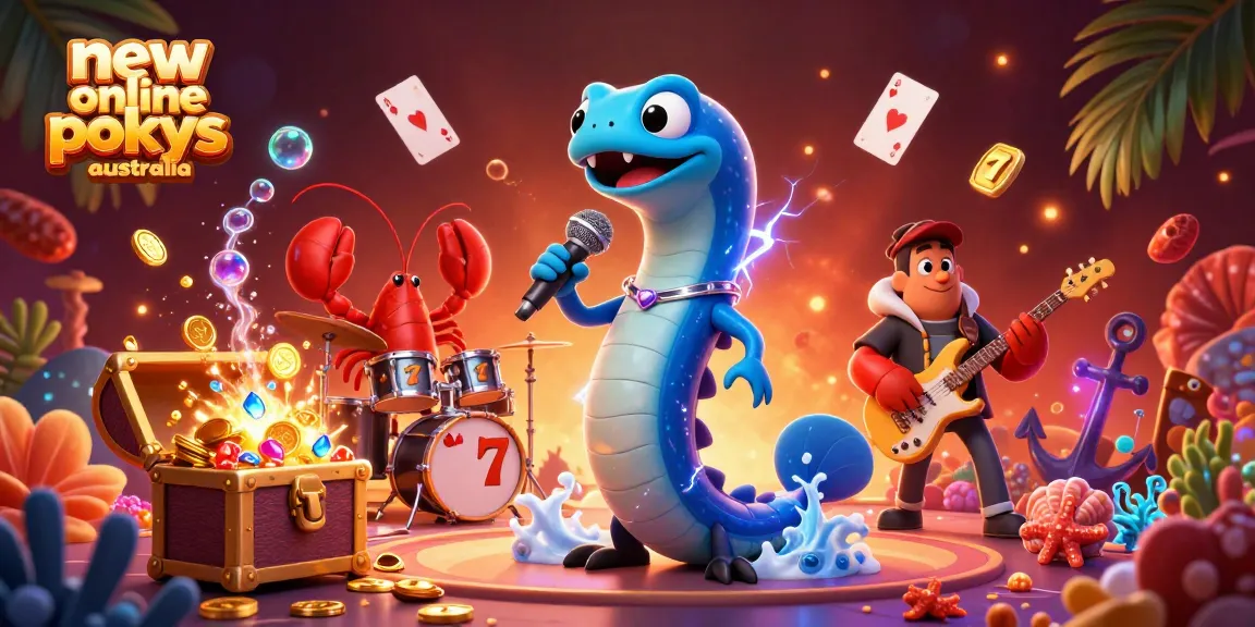 Engage with new online pokies Australia in vibrant 3D art featuring dynamic casino characters.