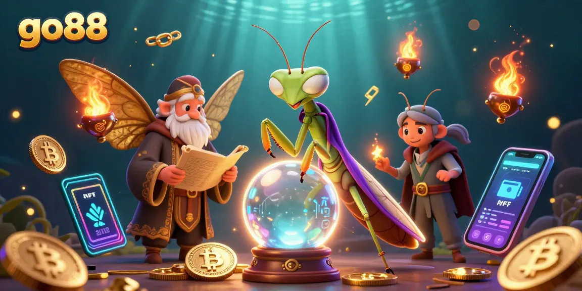 Experience the vibrant world of go88 with a magical scene featuring a fortune teller, a librarian, and mystical oracles.
