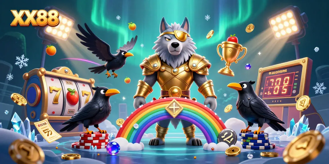Experience the thrill of winning at XX88 with a vibrant casino scene showcasing slots and mythical characters.